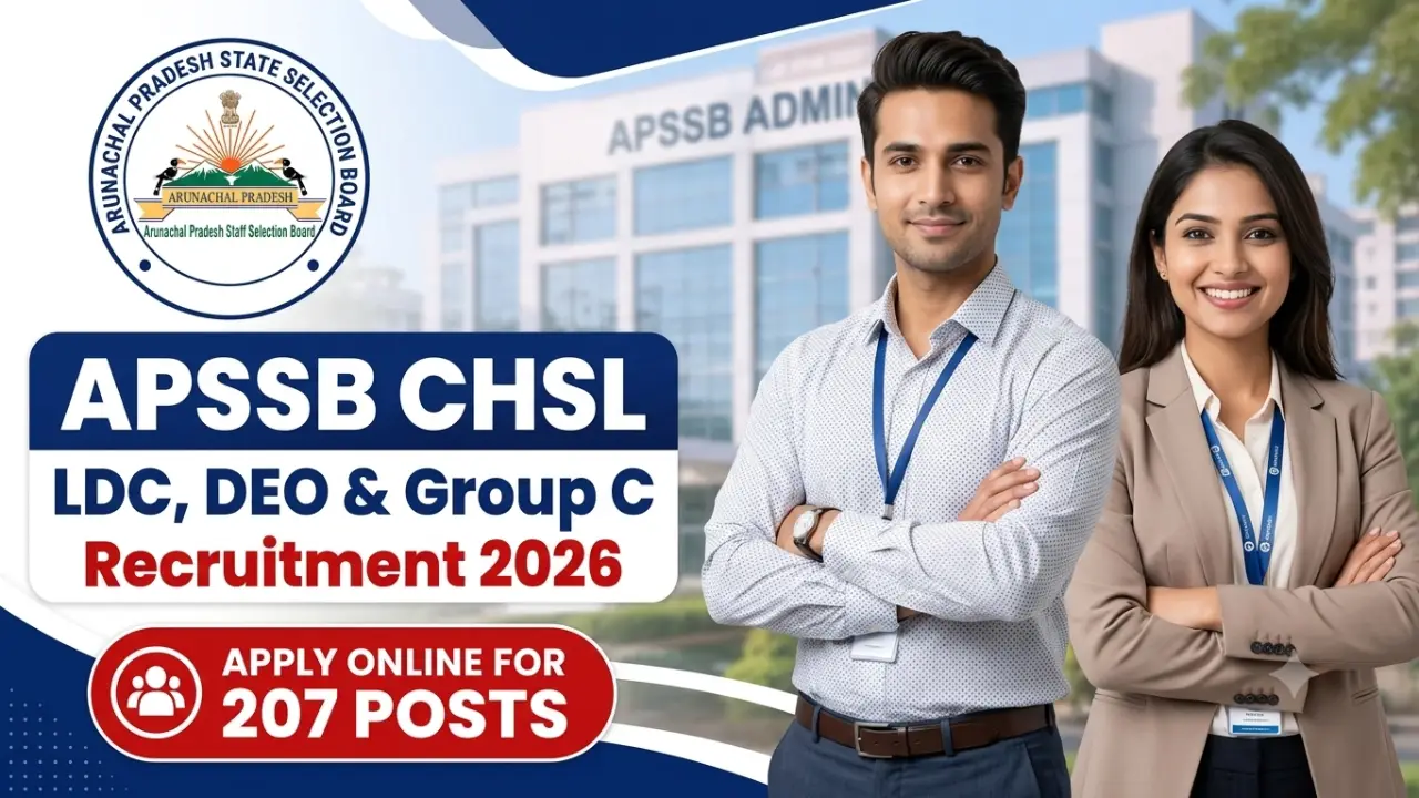 APSSB CHSL Recruitment 2026: Apply Online for 207 LDC, DEO & Group C Posts banner - 12th Pass Govt Jobs 2026: Latest Government Jobs After 12th, Apply Online