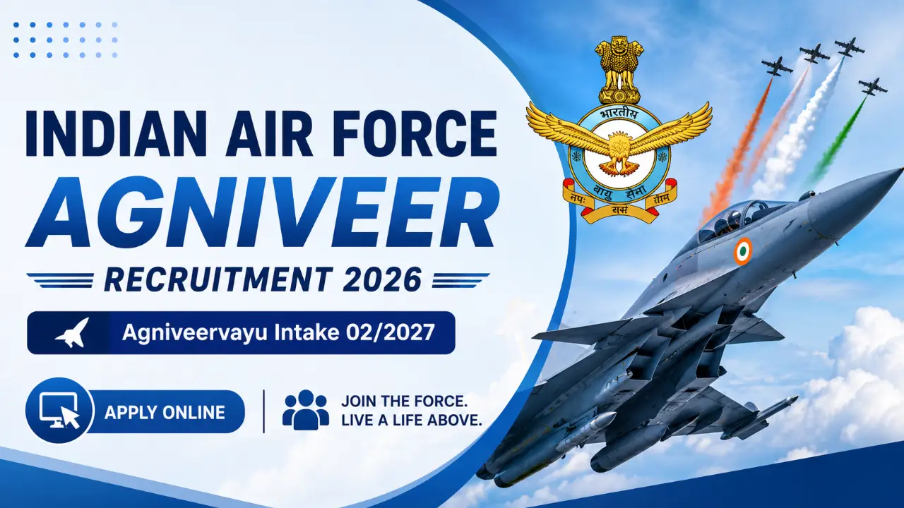 Indian Air Force Agniveer Recruitment 2026: Apply Online for Agniveervayu Intake 02/2027 banner - Engineering Jobs 2026 Apply Online