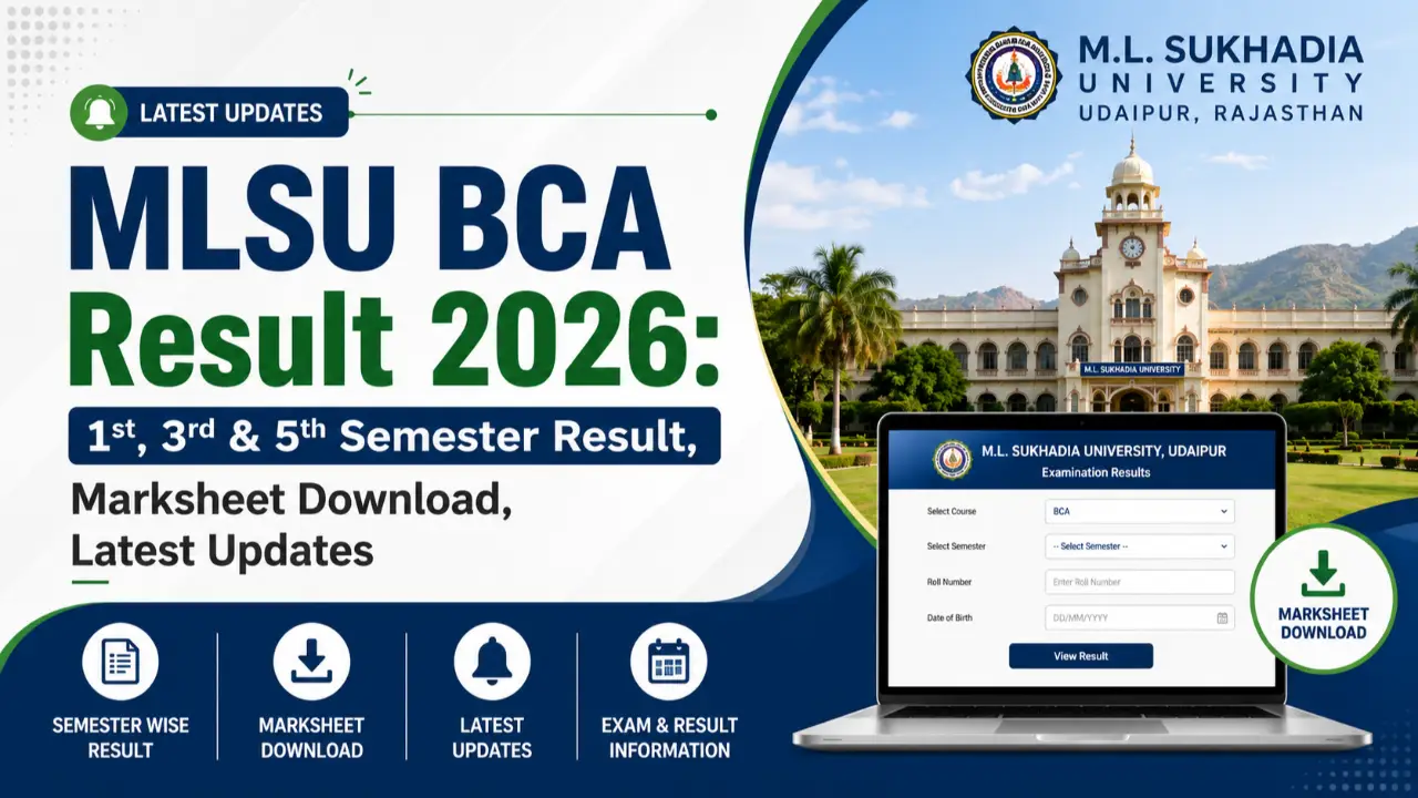 MLSU BCA Result 2026: 1st, 3rd & 5th Semester Result, Marksheet Download, Latest Updates banner - Sarkari Result 2026: Latest Govt Exam Results, Merit List & Score Card Updates