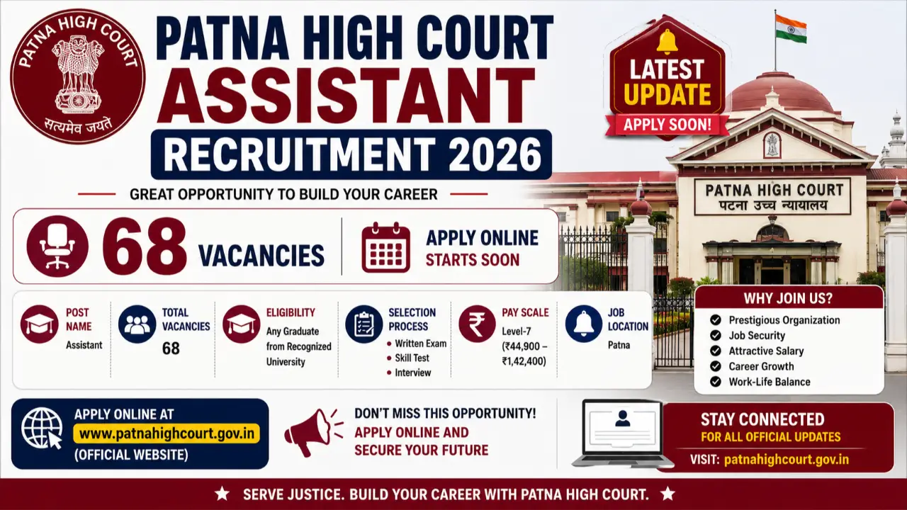 Patna High Court Assistant Recruitment 2026: Apply Online for 68 Vacancies banner