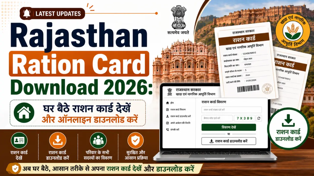 Rajasthan Ration Card Download 2026: घर बैठे राशन कार्ड देखें और ऑनलाइन डाउनलोड करें banner