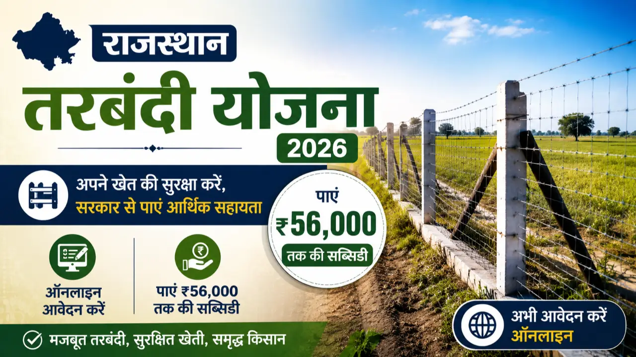 Rajasthan Tarbandi Yojana 2026: Apply Online & Get Up to ₹56,000 Subsidy banner