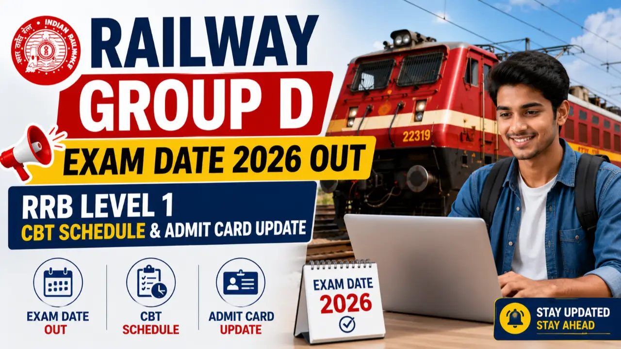 Railway Group D Exam Date 2026 Out: RRB Level 1 CBT Schedule & Admit Card Update banner