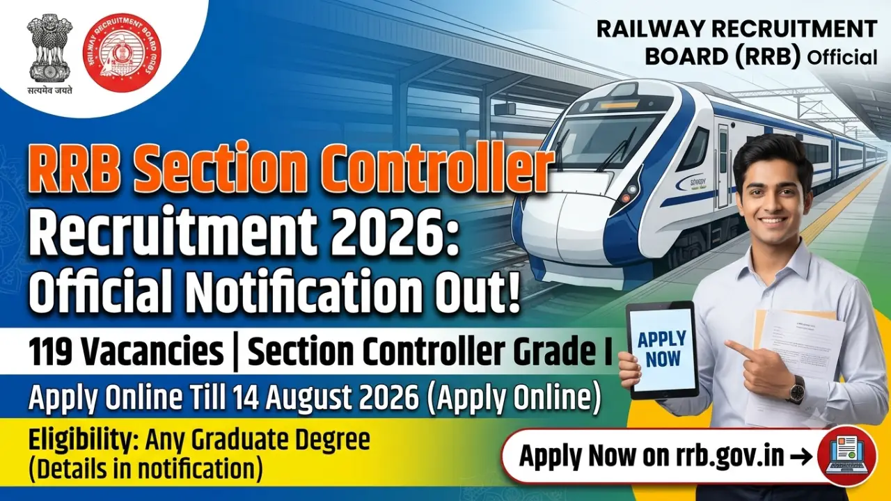 RRB Section Controller Recruitment 2026 Notification Out for 119 Posts, Apply Online Till 14 August banner - Graduate Jobs 2026 Apply Online