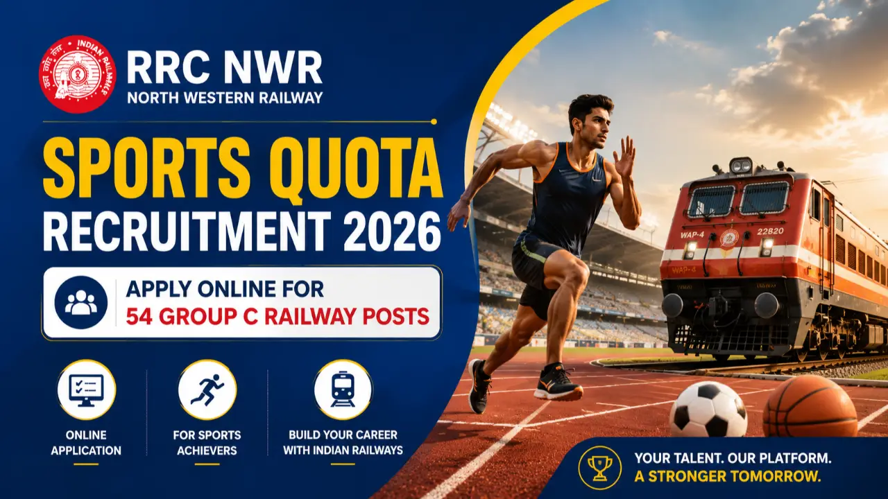RRC NWR Sports Quota Recruitment 2026: Apply Online for 54 Group C Railway Posts banner - Engineering Jobs 2026 Apply Online