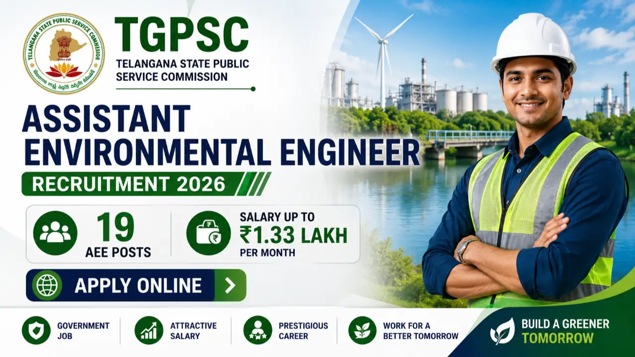 TGPSC Assistant Environmental Engineer Recruitment 2026: Apply Online for 19 AEE Posts banner - Engineering Jobs 2026 Apply Online